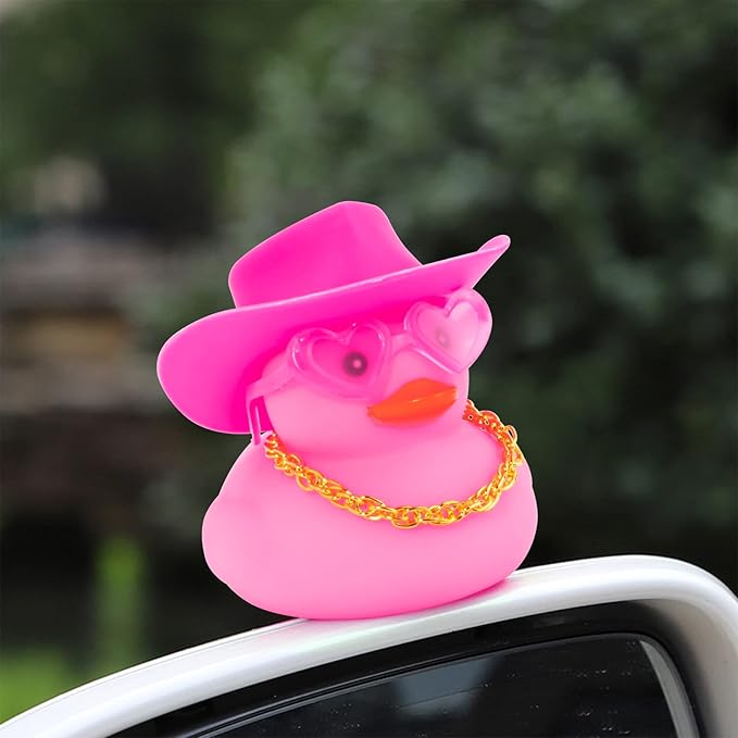 wonuu Car Accessories Rubber Ducks Dashboard Decorations Rubber Duck Pink Accessories Dashboard Duck Car Decorations Car Ducks for Dashboard Car Duck Car Dashboard Decorations, HG&pink-cowboypink