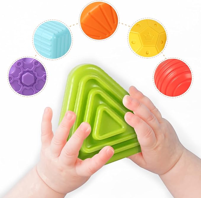 Aprilwolf Montessori Toys for 1 Year Old, Cube & 6 Sensory Shape Blocks, Baby Toys 12-18 Months, Developmental Infant Birthday Gifts for Learning Toddler Age 1 2 3