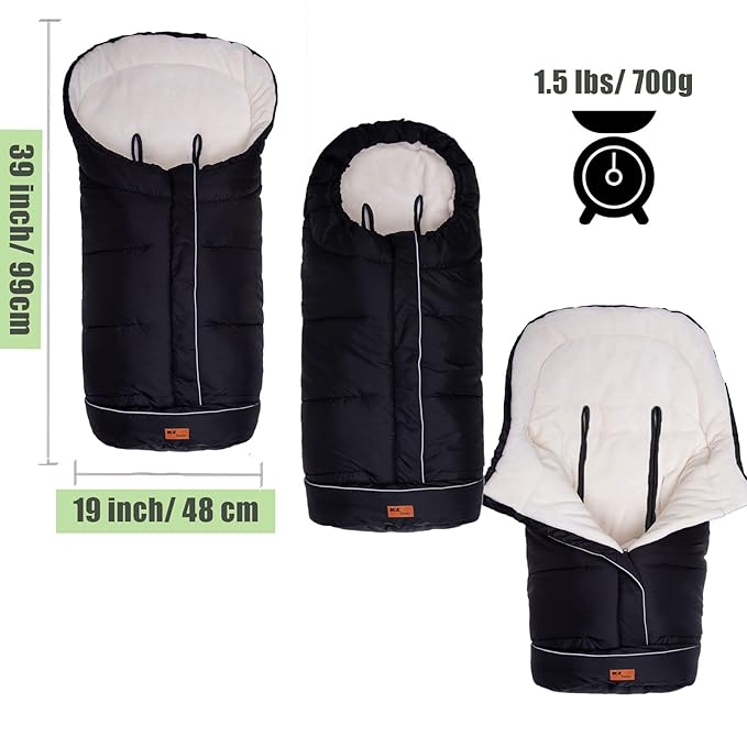 Winter Warm Stroller Footmuff, Waterproof Baby Bunting Bag with Centre and Bottom Open for Easy in and Out, Universal Fit All Strollers, Pram