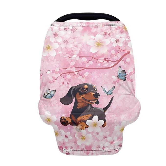 AFPANQZ Dachshund Nursing Covers for Newborns Baby Car Seat Covers for Baby Girls, All Season Baby Carseat Canopy Cover Ups Breastfeeding Scarves Breathable Baby Shower Scarf