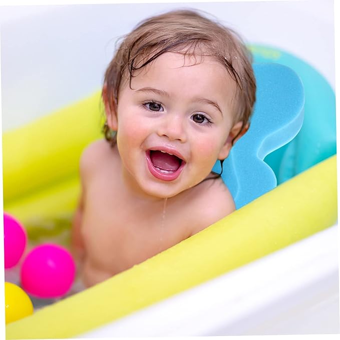 Bath Sponge Baby Cushion Baby Bath Mat Soft Sponge Non-Slip Adorable Bear Blue 4.5cm