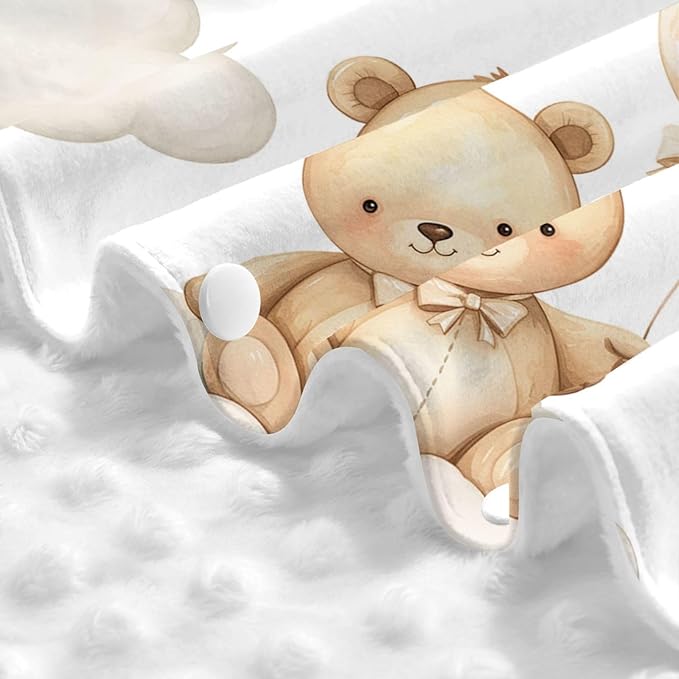 Personalized Cloud with Bear Baby Car Seat Canopy with Name – Custom Nursing Cover, Stroller Seat Cover, Breastfeeding Privacy Blanket, Soft Breathable Infant Cover for Newborn Boy Gift