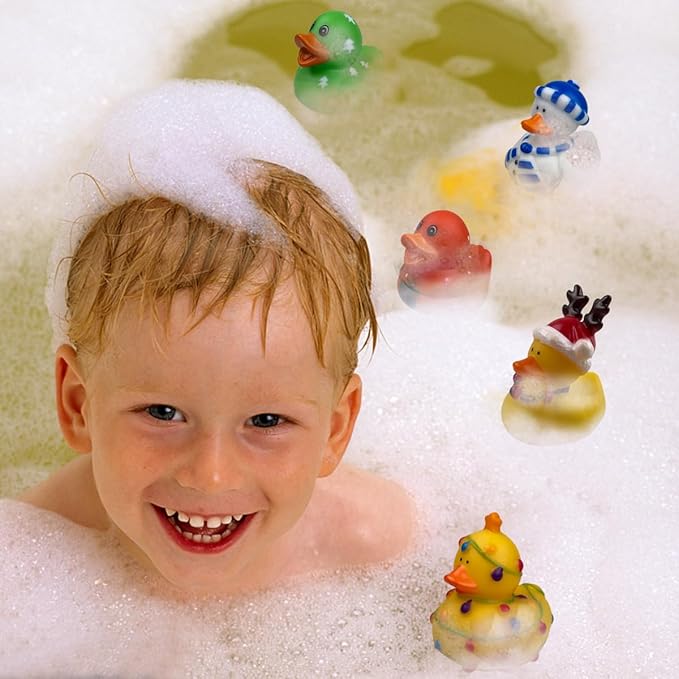 Anditoy 24 Pack Christmas Rubber Ducks Toys Bath Toys for Kids Toddlers Christmas Stocking Stuffers Party Favors Birthday Gifts
