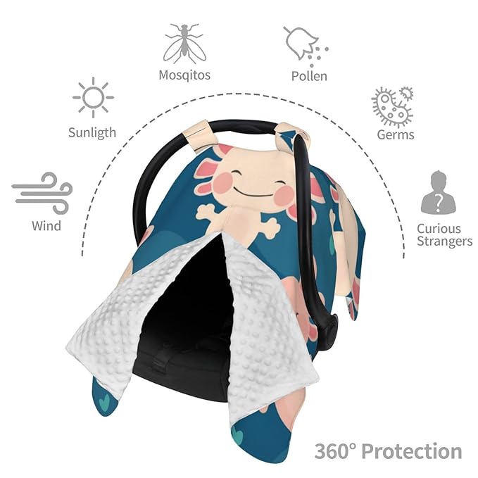 Axolotl Kawaii Baby Car Seat, Rain Shelter, Multifunctional Nursing Cover for Newborns, Mother Care, Breastfeeding, Black