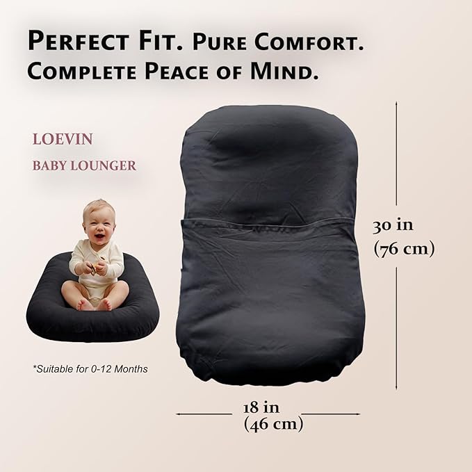 Baby Lounger for Newborn,Baby Play Mat Soft Cotton Breathable for Playtime & Awake-Time,Flat Babies Essentials Gifts 0-12 Months Home Travel(Dark Gray)