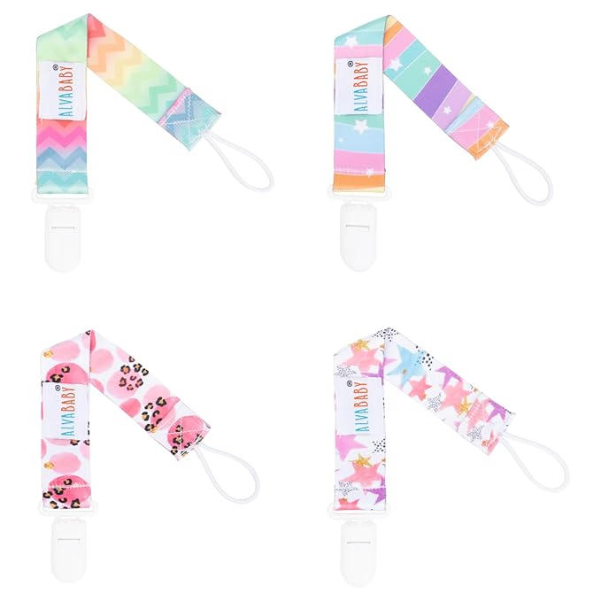 ALVABABY Baby Pacifier Clips Paci Universal Holder Leash Pacifier Clip Binky Holder for Teether Soothie 6 Pack 6DBP06