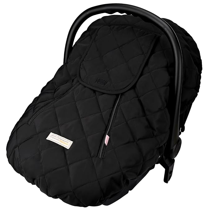 Bebamour Car Seat Cover for Babies Winter - Baby Car Seat Covers Universal Cold Weather Shield,Warm and Cozy Carseat Covers (Black)