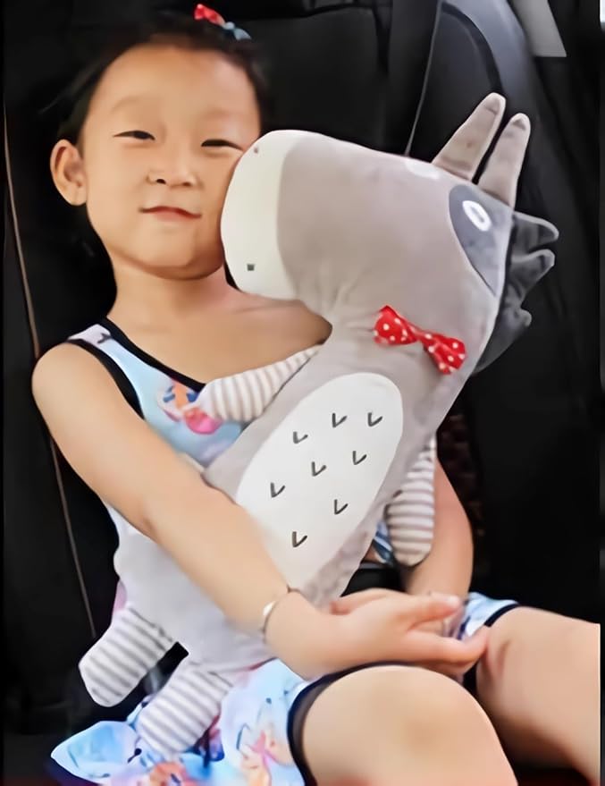 Kids Seat Belt Pillow Cartoon Car Travel Pillow Neck Support Car Pillow Seat Belt Shoulder Cover Pillow Headrest Shoulder Pillow Soft Auto Seat Belt Cushion Back Cushion Car Trim