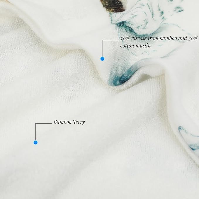 Baby Hooded Towel Set：28"x28" Inch Bamboo Viscose & Cotton Muslin,Ultra Soft Bunny Ear Hood with Cat,Squirrel and Dog Print - Absorbent Bath/Swim Towel for Newborn Toddler (Cat and Dog)