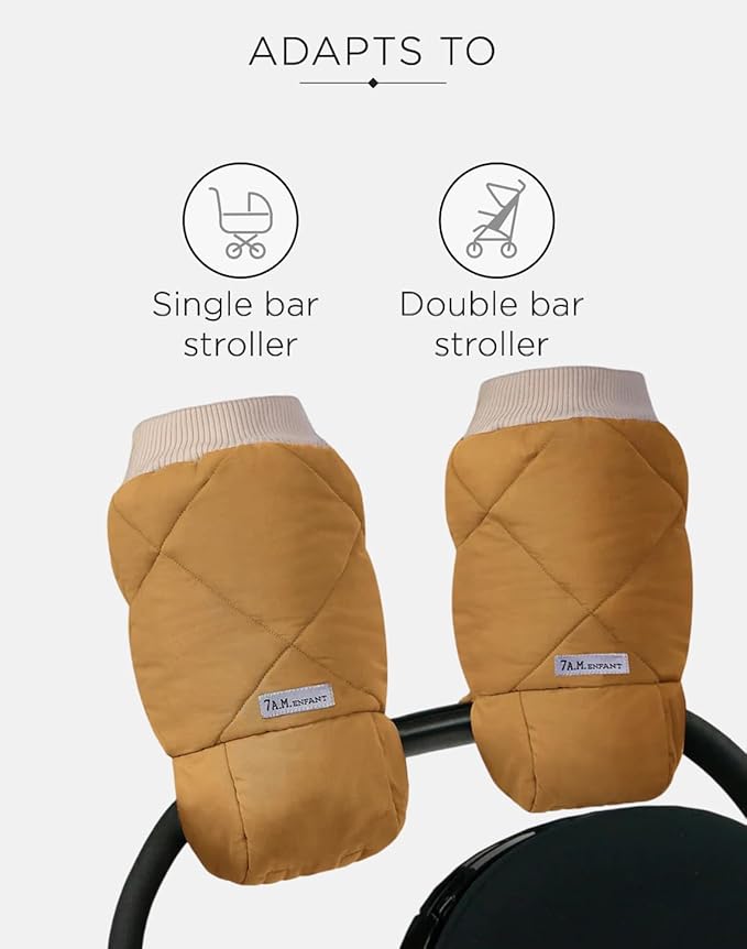 7AM Enfant Stroller Warmmuffs Gloves - Anti-Freeze Stroller Mittens for Handlebars, Water Repellent Hand Warmer Muff for Cold Weather, Plush Lined Stroller Warmmuffs | Winter Stroller Accessories