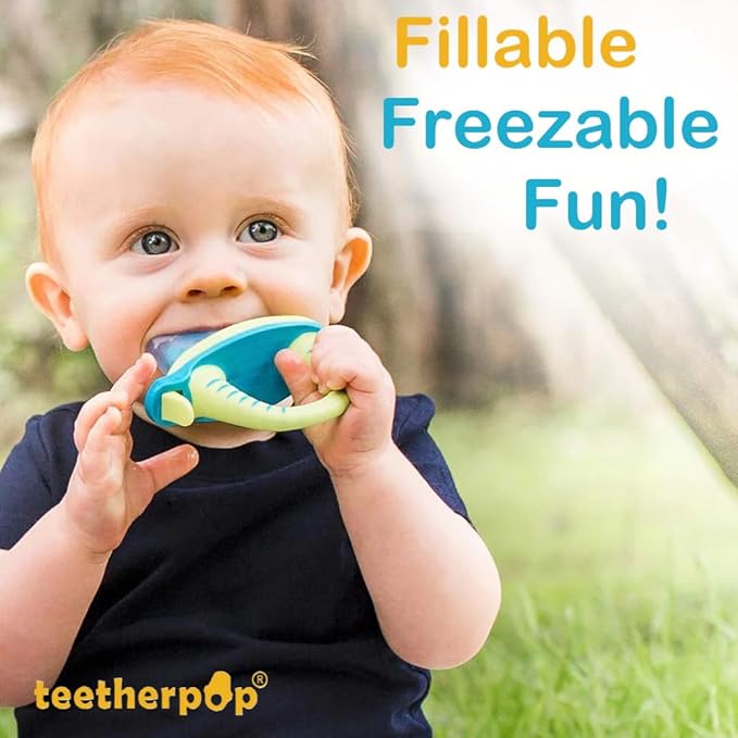 Teetherpop Fillable Freezable Teethers for Babies - Breastmilk Teether with Spill-Proof Sippy Slits – Teething Popsicle for Baby, Liquids & Purées, Cooling Teething Relief Feeder Pacifier - Limon Set