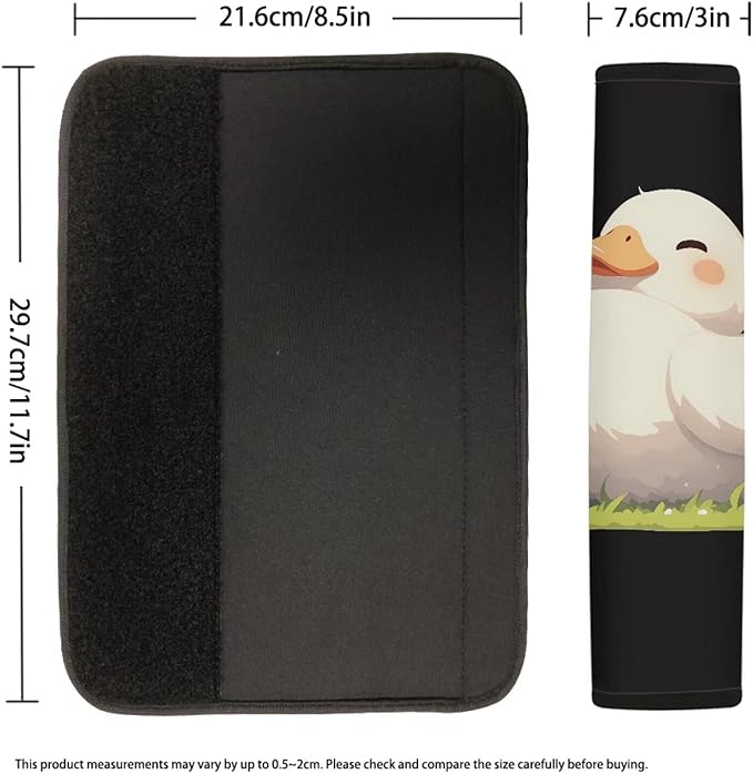 2Pcs Cute Duck Print Car Seat Belt Strap Cover Cartoon White Animal Ducks Pattern Shoulder Strap Pad Car Interior Accessories Soft & Comfortable Seat Belt