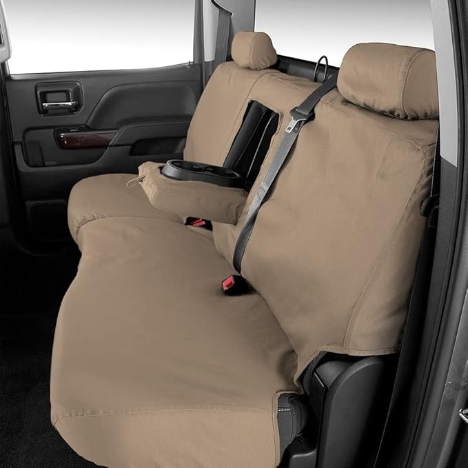 Covercraft SS3359PCTP Custom-Fit Front Bench SeatSaver Seat Covers - Polycotton Fabric, Taupe