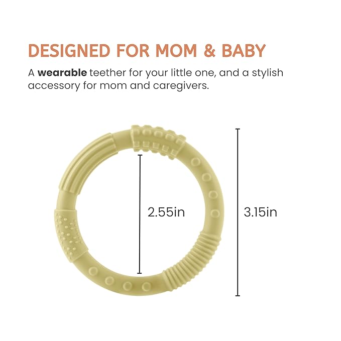 Silicone Teether Ring Toys, Soft & Textured Silicone Teether Rings for 3+ Month Babies, Baby Teething Bracelets Relief Soothing Sore Gums