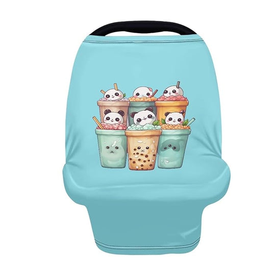 HUIACONG Coffee Panda Nursing Breathable Scarf Cute Baby Car Seat Cover for Stroller,High Chair,Shopping Cart Carseat Canopy Multi-Use Cover Ups