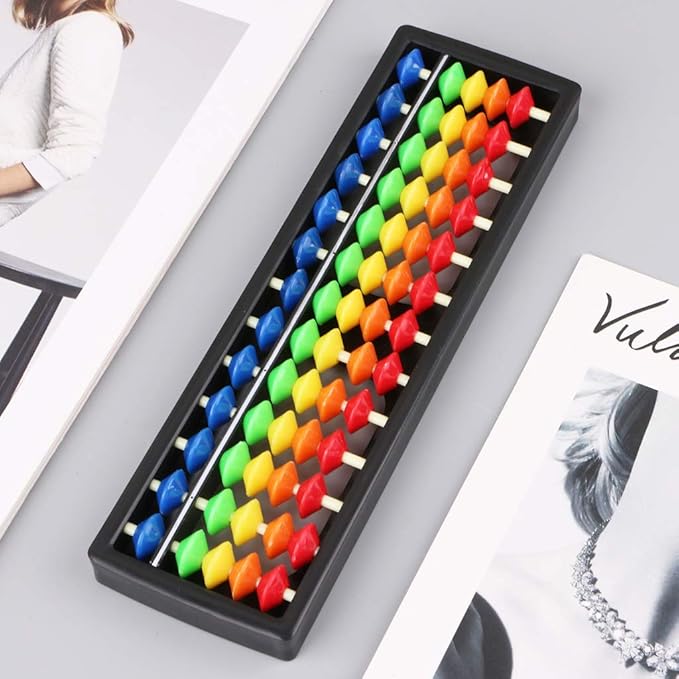 13 Column Portable Plastic Abacus Arithmetic Soroban Calculating Tool with Color, As the Picture Shows