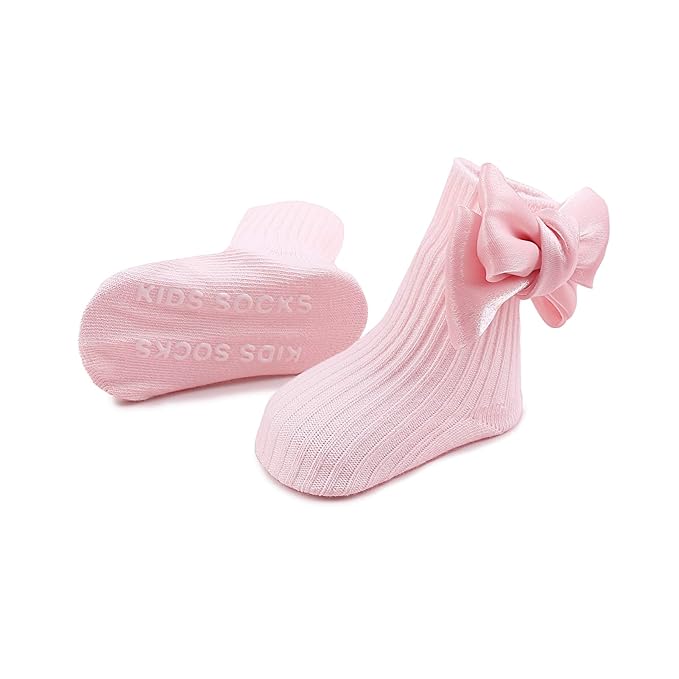 cherrboll Baby Girl Headbands and Socks Set, 3Pcs Soft Floral Hairbands Hair Bows Knit Socks for Newborn Infants Toddlers Photography Props Gifts