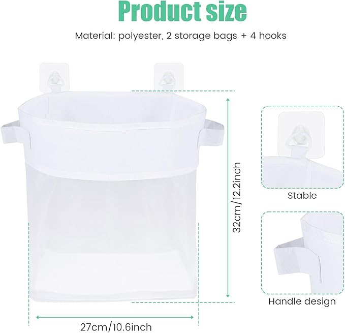 2Pcs Bath Toy Storage Polyester Toy Organizer Wall Mounted Breathable Leaky Mesh Bag Easy to Install Large Capacity Toy Mesh Bag Easy to Clean Toy Organizer Suitable for Bathrooms