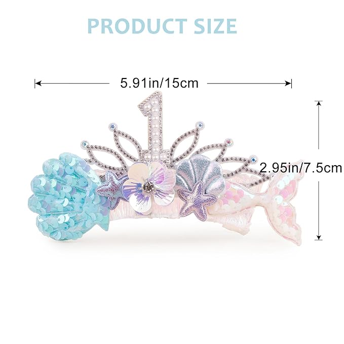 cherrboll Baby Girl Birthday Crown Floral Headband, Soft Flower Head Wrap Tiara Hairband for 1-3 Years Old Toddlers Kids First 1st Birthday Party Dress Photo Decoration