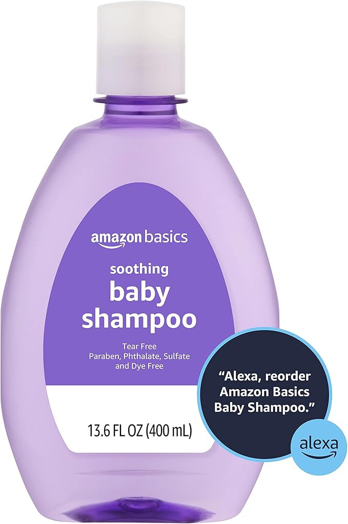 Amazon Basics Baby Shampoo, Tear-Free, Lavender & Chamomile Scented, Sulfate-Free, Paraben-Free, Pediatrician-Tested, 13.60 Fl Oz (Pack of 1)