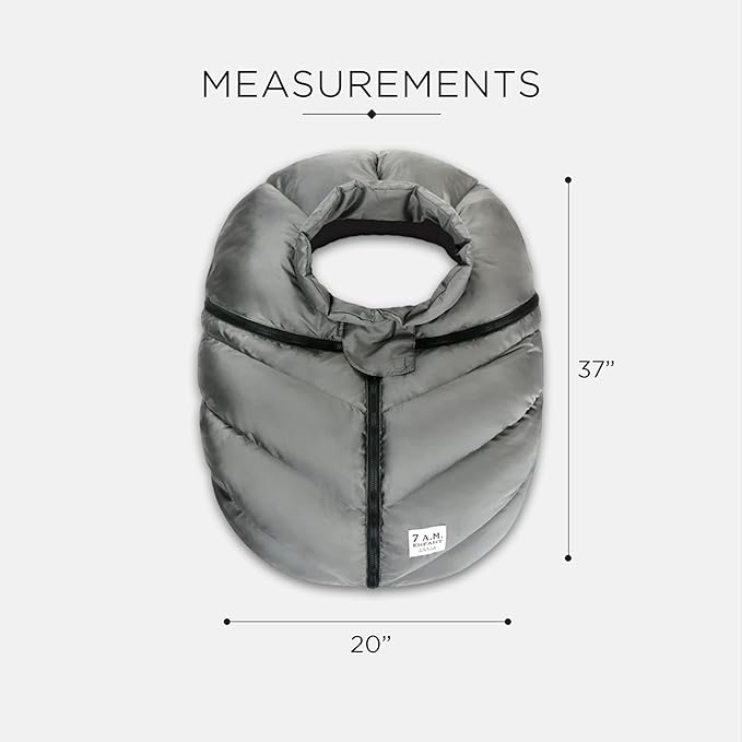 7AM Enfant Car Seat Covers - Cocoon Baby Cover for Boys & Girls, Rain & Snow Repellent, Breathable Windproof, Center Zipper, Universal Fit for Infant Car Seat (0-12M) (Metallic Grey)