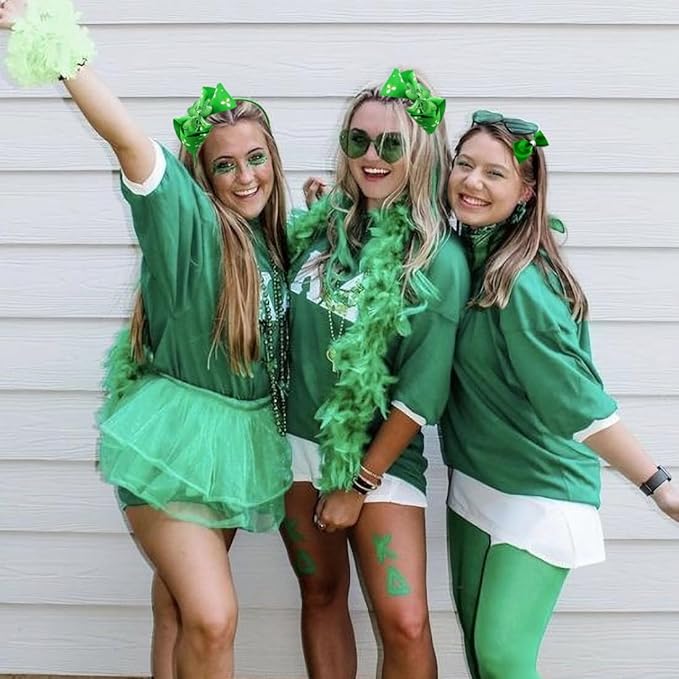 7Pcs St. Patrick's Day Hair Bows Clips for Girls Hair Accessories Toddler Bows for Girls Kids(Green)
