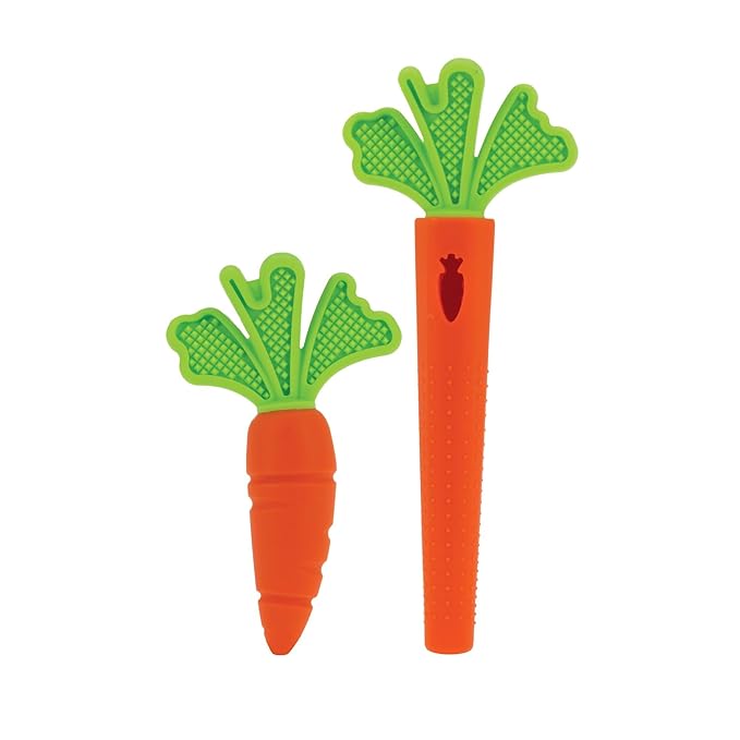 Nuby Silicone Carrot Tube Teether and Massaging Infant Teether - (2-Pack) Baby Teething Toy - 3+ Months - Easter Basket Stuffer
