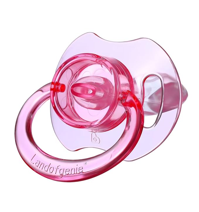 Landofgenie Large Shield Adult Size Pacifiers Bone Shape Transparent Design Pacifier Pink
