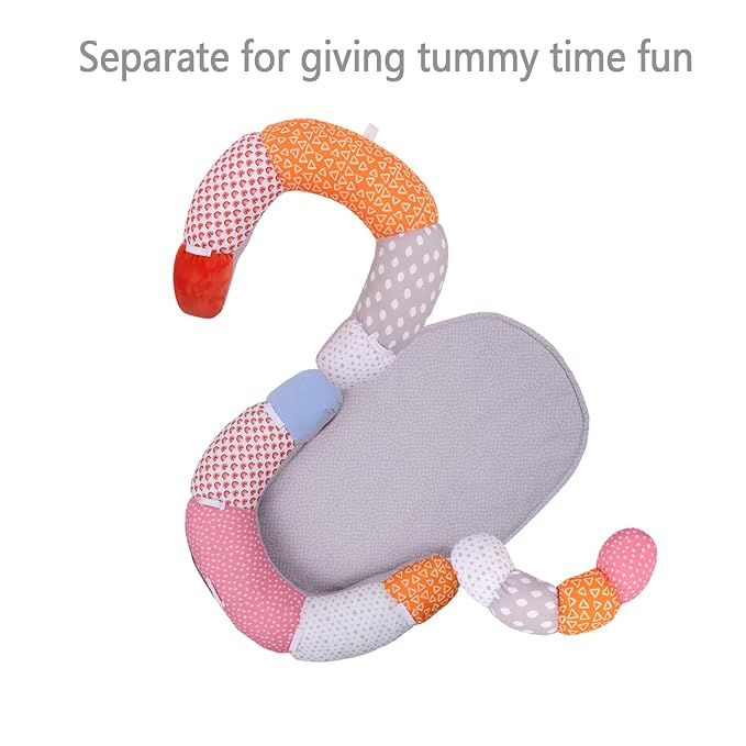 MIIMER 2-in-1 Tummy Time Baby Mat & Seated Support Pillow, Tummy Time Cushion with Detachable Support Prop and Toys, for Early Development Support for Newborns and Older Babies