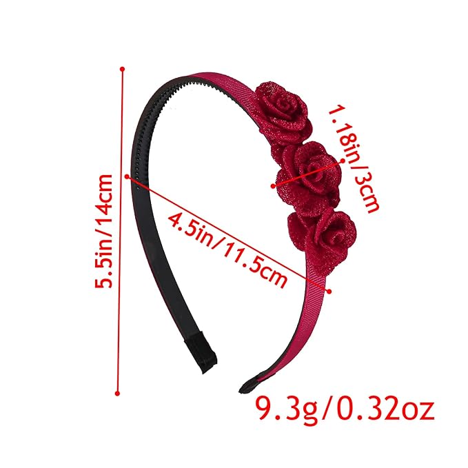 XIMA 16pcs Small Rose Flower Headbands for Girls Toddlers Kids Teens Children and Women,Girls Hair Bands Made of 3pcs Fabric Rose Flower for Hair Accessories