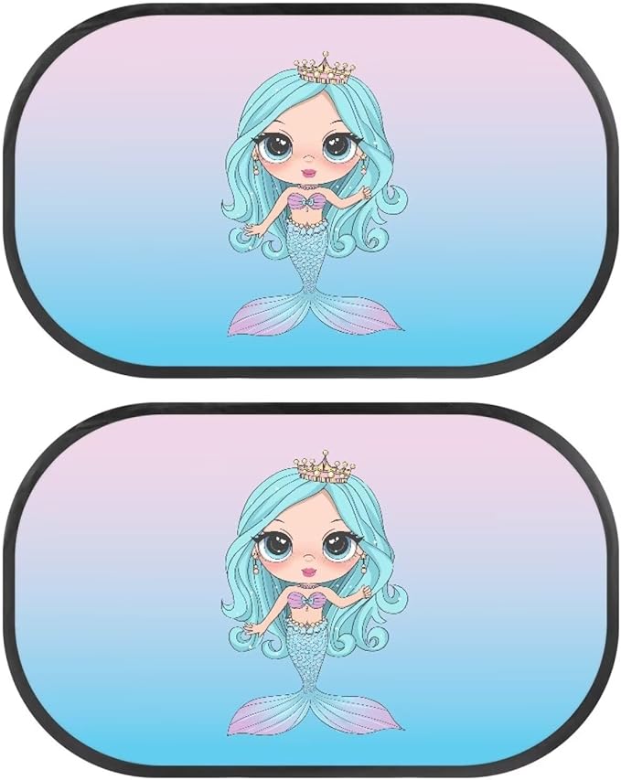 Bulopur Cute Mermaid Scale 2 Pack Window Shades for Car Glare Shield Protection Car Shades Back Windows Baby Car Interior Automotive Universal Fit Mesh Car Window Shades