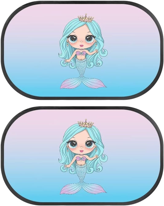 Bulopur Cute Mermaid Scale 2 Pack Window Shades for Car Glare Shield Protection Car Shades Back Windows Baby Car Interior Automotive Universal Fit Mesh Car Window Shades