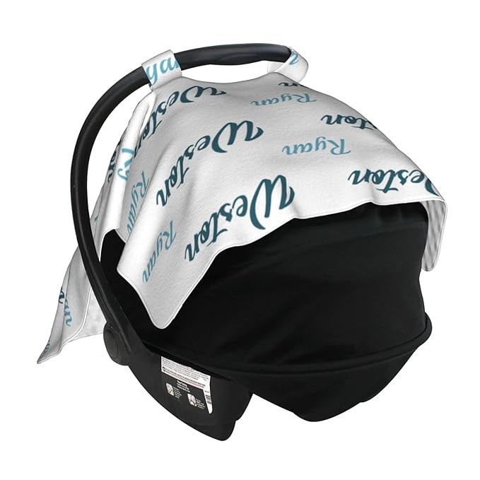 Personalized Baby Car Seat Cover Canopy with Name for Girls Boys Custom Baby Carrier Covers