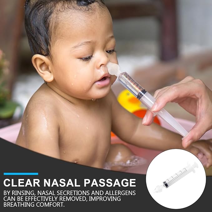 DOERDO Nasal Syringe Irrigator, 8PCS Infant Nasal Irrigator, Silicone Tip Professional Infant Nose Cleaner, Reusable