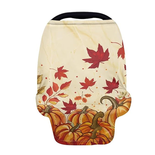 AFPANQZ Maple Pumpkin Soft Baby Car Seat Canopy Nursing Cover Breastfeeding Scarf Shopping Cart Covers Stroller Sunshade High Chair Cover Car Seat Covers for Girls and Boys Breathable
