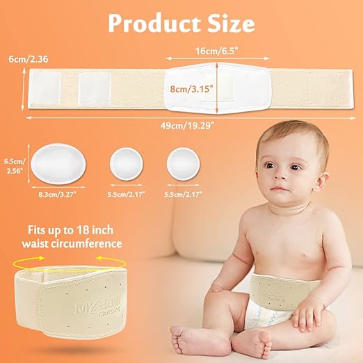Umbilical Hernia Belt Baby Belly Button Band Newborn Cover Infant Tummy Wrap Umbilical Cord Belt Baby Support Truss Child Adjustable Belly Band Abdominal Navel Relief (Medium)