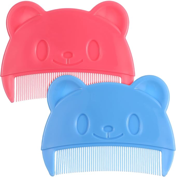 SEWACC 2pcs Baby Hair Combs Cute Bear Shape Plastic Baby Comb for Cradle Cap Removal Bath Brush for Newborns Toddlers