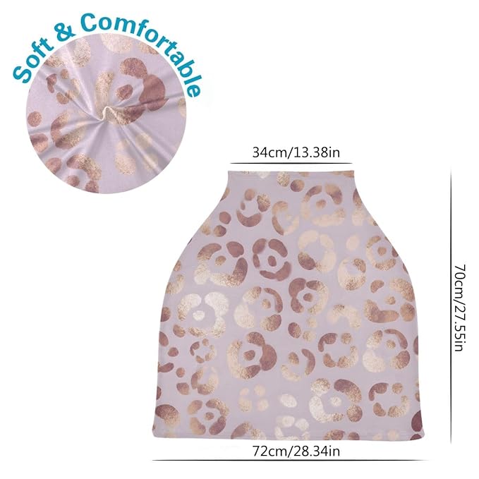 Leopard Print Cheetah Rose Gold Nursing Cover Breastfeeding Scarf, Car Seat Covers for Babies Infant Stretchy Soft Breathable Multi-Use Cover Ups, Gift for Boys Girls