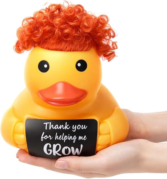 Civaner 7 Inch Emotional Giant Rubber Duck Big Jumbo Positive Yellow Duck Inspirational Gift Large Duckling Toy with Squeaky Sound for Men Coworker Colleges Graduation(Thank You for Help Me Grow)
