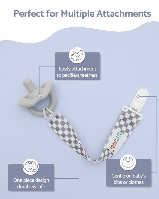 ALVABABY Pacifier Clips 8 Pack Pacifier Binky Paci Holder Leashes for Teethers 8DP16A