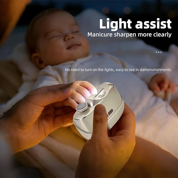 Electric Nail Clipper for Baby, Seniors, Kids, Automatic Finger Nail Cutter Trimmer Machine, 2-in-1 Rechargeable Nail Cloppers with LED Light and Storage Box, 2-Speed Nail Polisher for Children Type-C