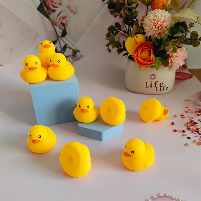 10Pcs No Hole Yellow Rubber Ducks Bath Duck Toys for Toddlers Boys Girls,Mold Free Yellow Ducky in Bulk Mini Ducks Baby Shower Duck Decorations Party Favors