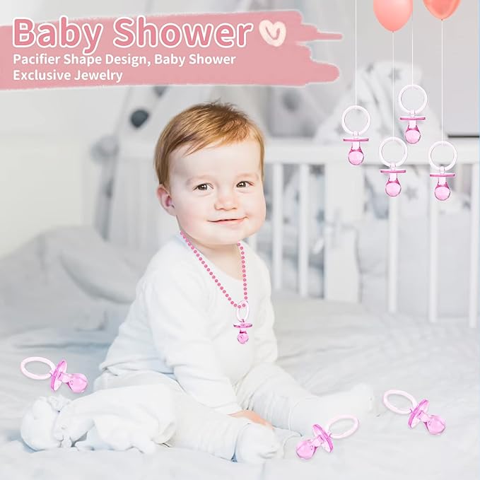 36 Pieces Acrylic Pacifiers for Baby Shower Games Girl, 2.5'' Baby Shower Pacifiers, Bulk Pacifier for Hunt Games, Gender Reveal Table Scatter, Party Favors Decoration(Pink)