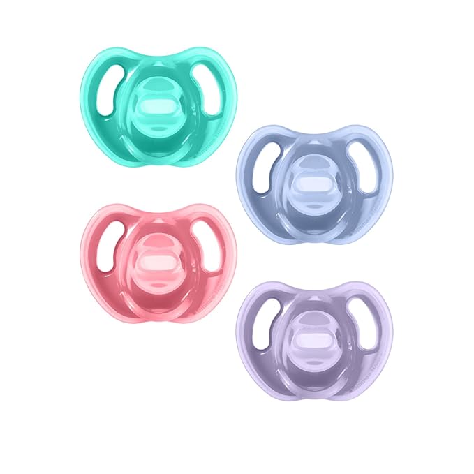 Tommee Tippee Ultra-Light Silicone Pacifier,18-36 Months,Symmetrical One-Piece Design,BPA-Free Silicone Binkies,Pink/Violet/Green,(Pack of 48)