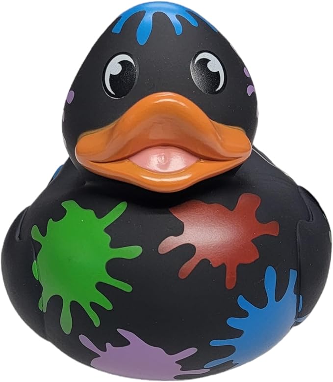 Big Rubber Ducky Collectible Mix (5.5") Alien, Robot, Dinosaur, Splat, Ninja, Confetti, Pink Heart, Yellow, Unicorn and Astronaut. Perfect for Ducking (Splat)