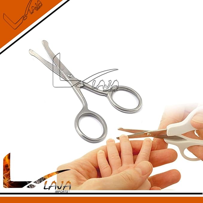 Baby Nail Scissors With Rounded Probe Tip Curved - Stainless Steel for Educational Use