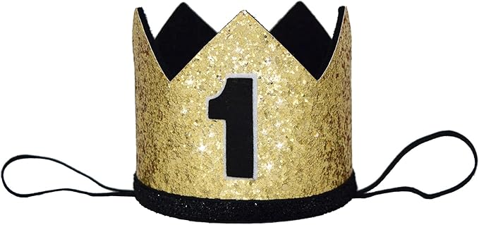 Glitter First Birthday Crown Baby Boy 1st Bday Party Hat Cake Smash Photo Prop