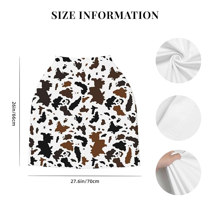 Brown Cow Print Western Baby Stuff Car Seat Covers Multi-Use Car Seat Canopy Carrier Cover, Breathable Breastfeeding Cover Boys & Girls