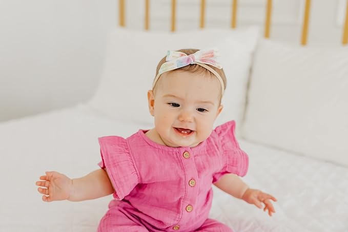 Copper Pearl Baby Bows: Stylish Headbands for Baby Girls, Premium Soft and Stretchy Baby Headbands, Perfect for Newborns, Trendy Designs - Summer