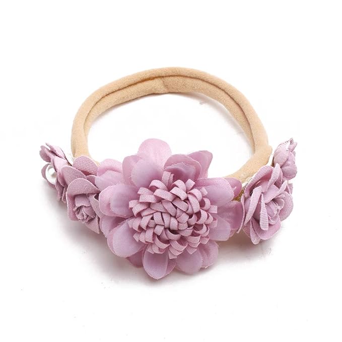 OOSAKU Baby Girl Flower Headbands Set Elastic Floral Headbands 6pcs Soft Nylon Hair Band for Newborn Toddler Hair Accessories